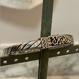 Silpada Rare Sterling Silver & 14k Yellow Gold Bangle Bracelet